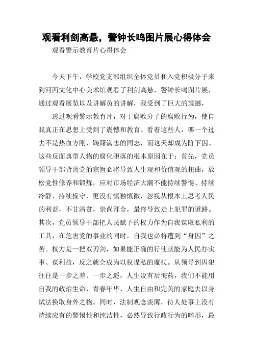 观看利剑高悬,警钟长鸣图片展心得体会[学习资料]