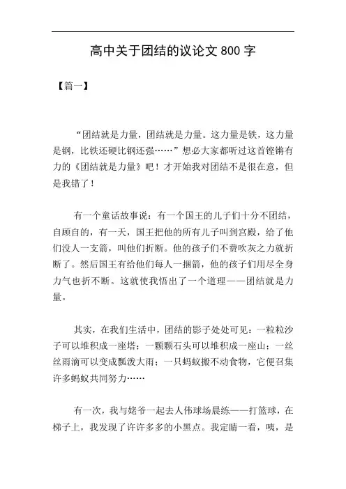 高中关于团结的议论文800字