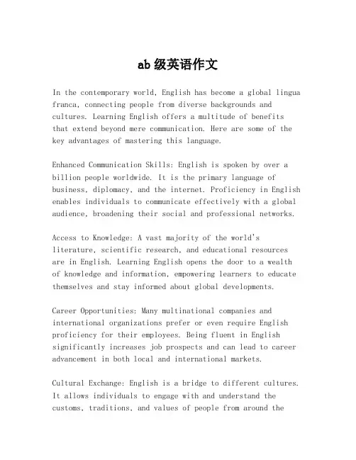 ab级英语作文