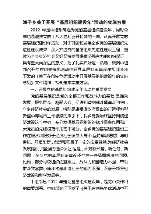 2012年基层组织建设年活动方案
