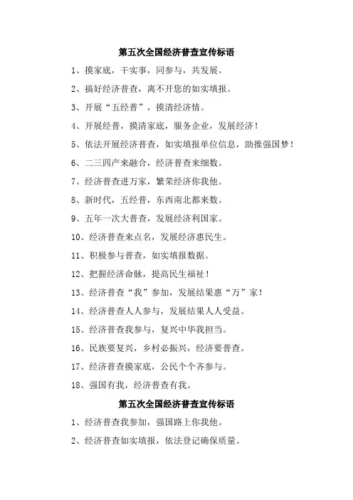 乡镇开展2023年第五次全国经济普查宣传标语