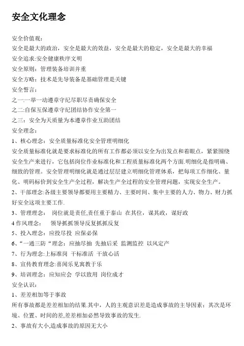 企业安全文化理念