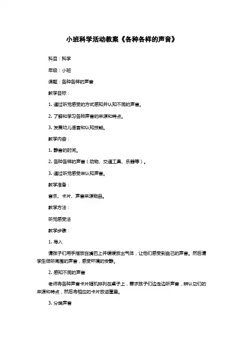 小班科学活动教案《各种各样的声音》