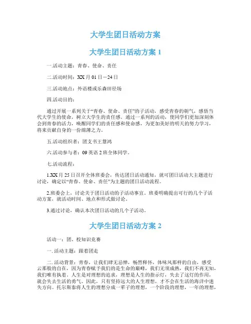 大学生团日活动方案