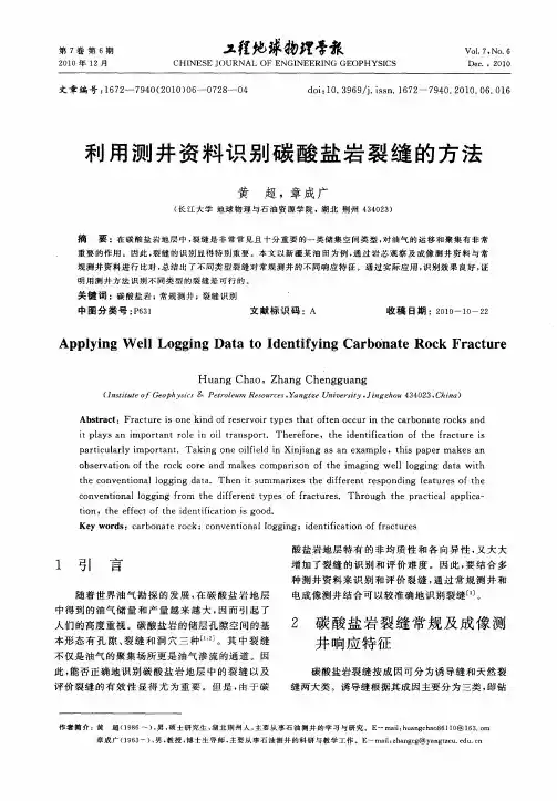利用测井资料识别碳酸盐岩裂缝的方法