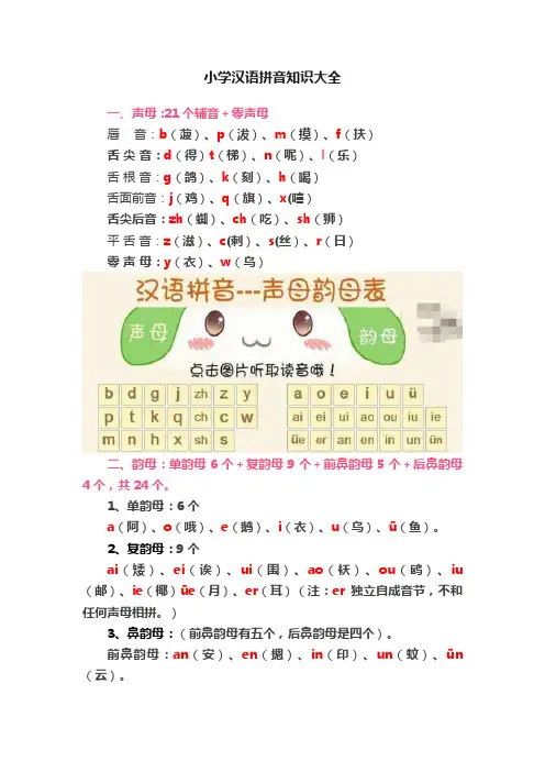 小学汉语拼音知识大全