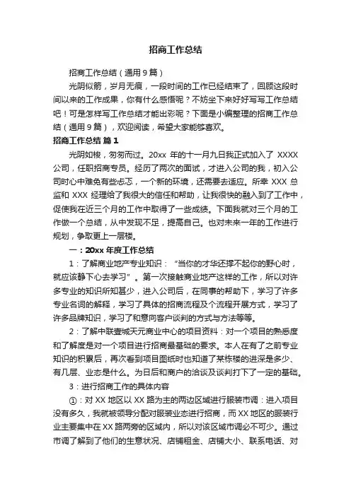 招商工作总结