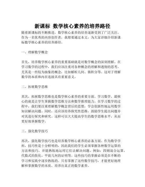 新课标 数学核心素养的培养路径