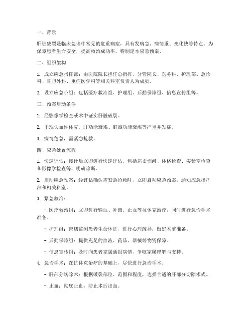 肝脏破裂患者应急预案