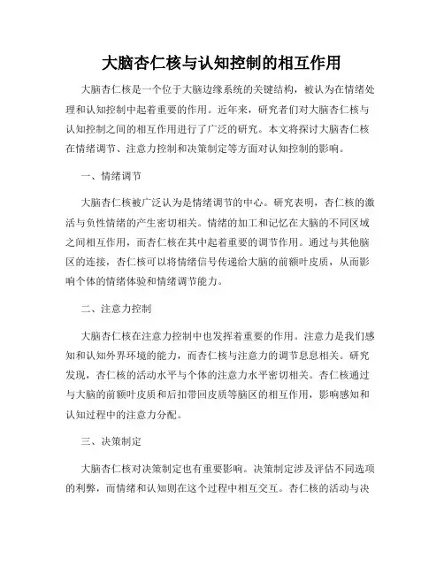 大脑杏仁核与认知控制的相互作用