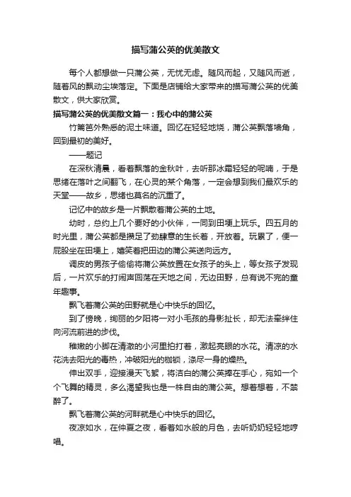 描写蒲公英的优美散文