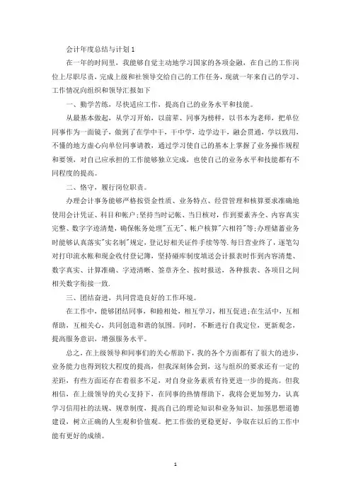 会计年度总结与计划十篇(最新)