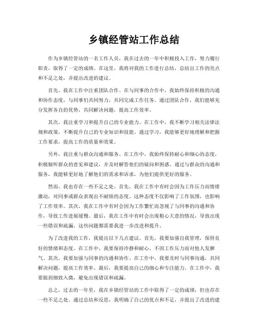 乡镇经管站工作总结
