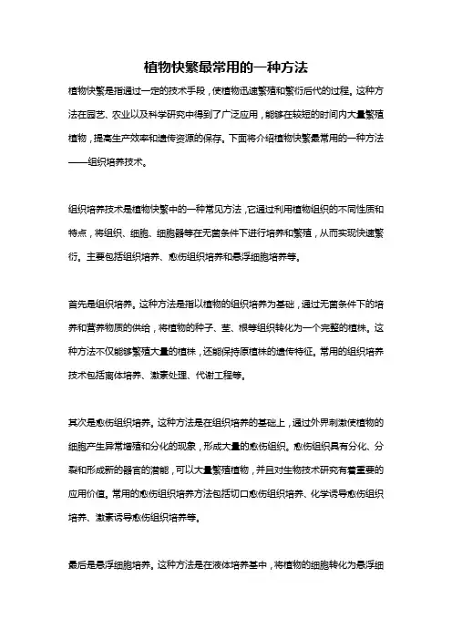 植物快繁最常用的一种方法