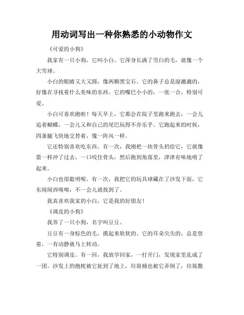 用动词写出一种你熟悉的小动物作文