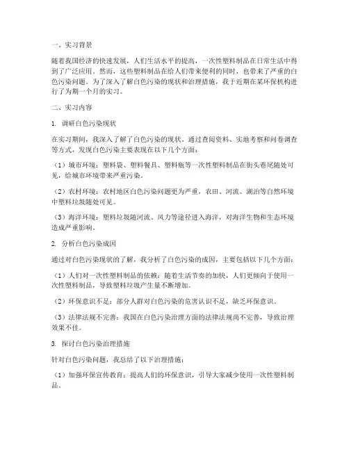 白色污染的实习报告