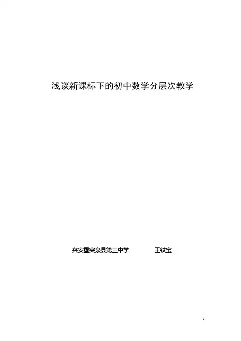 浅谈新课标下的初中数学分层次教学