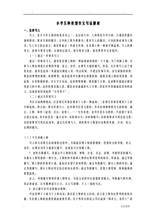 小学五种类型作文写法解读
