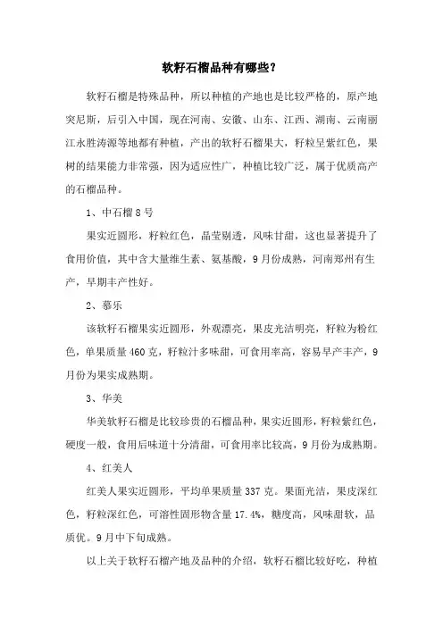 软籽石榴品种有哪些？