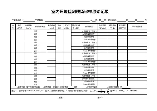 室内环境采样原始记录50325