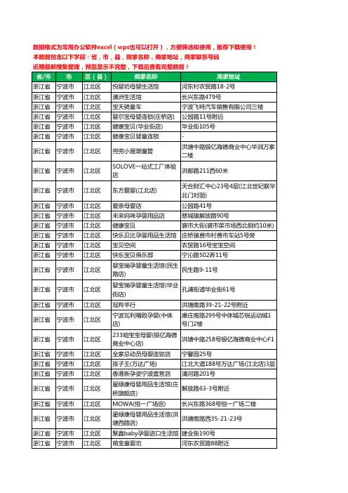 2020新版浙江省宁波市江北区育婴工商企业公司商家名录名单黄页联系电话号码地址大全59家