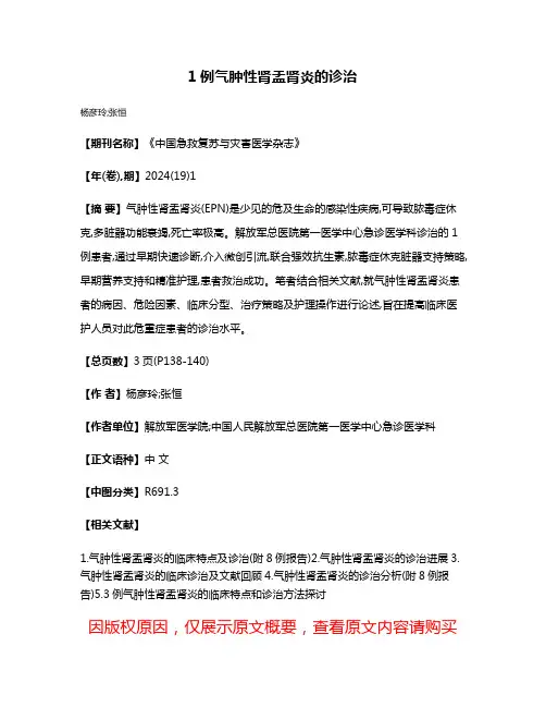 1例气肿性肾盂肾炎的诊治