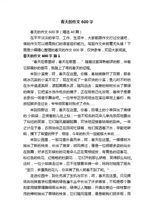 春天的作文600字（精选40篇）
