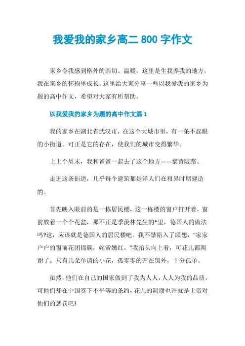 我爱我的家乡高二800字作文