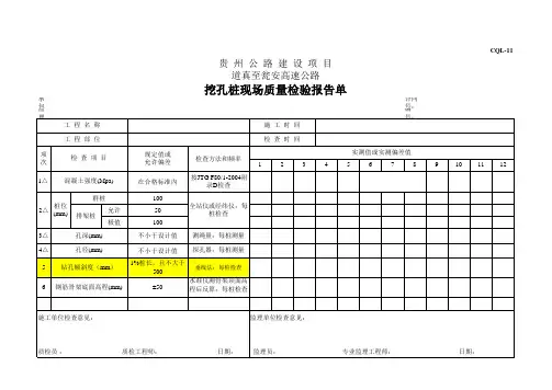 挖孔桩现场质量检验报告单