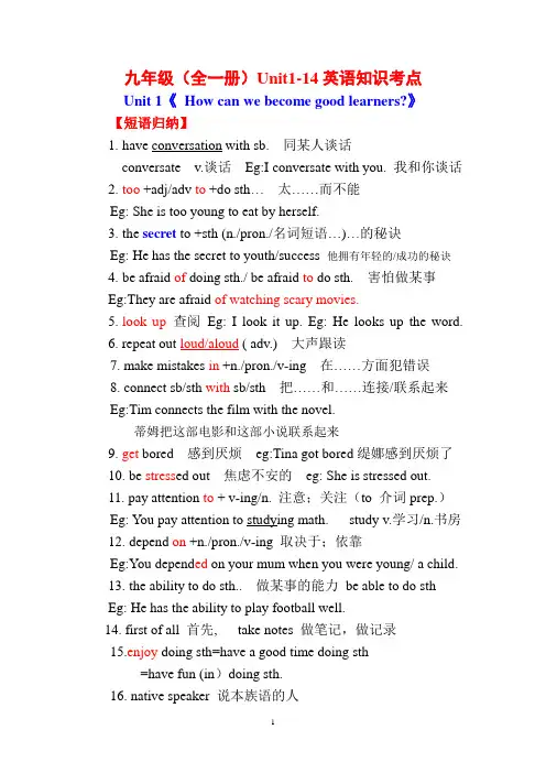 人教版九年级英语(全一册)知识考点(集合)