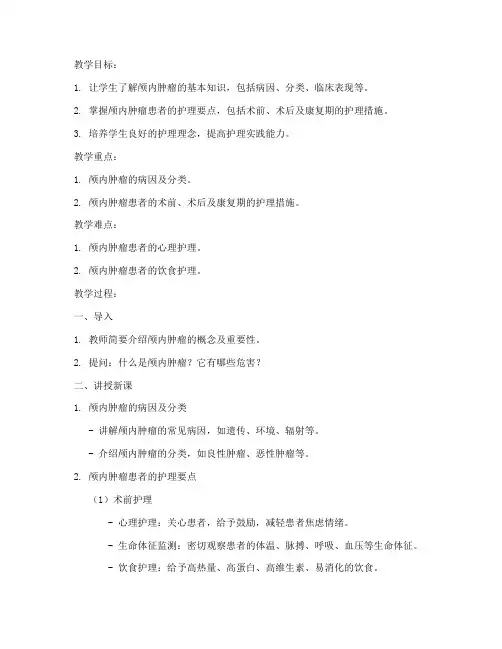 颅内肿瘤护理教案模板范文