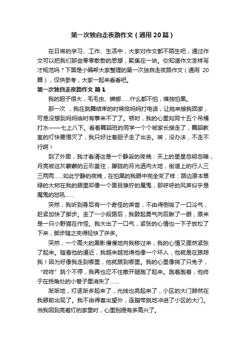 第一次独自走夜路作文（通用20篇）