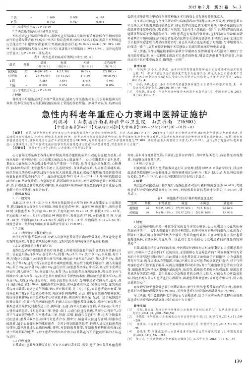急性内科老年重症心力衰竭中医辩证施护