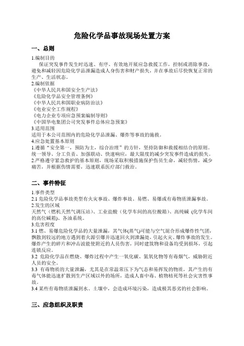 危险化学品事故现场处置方案