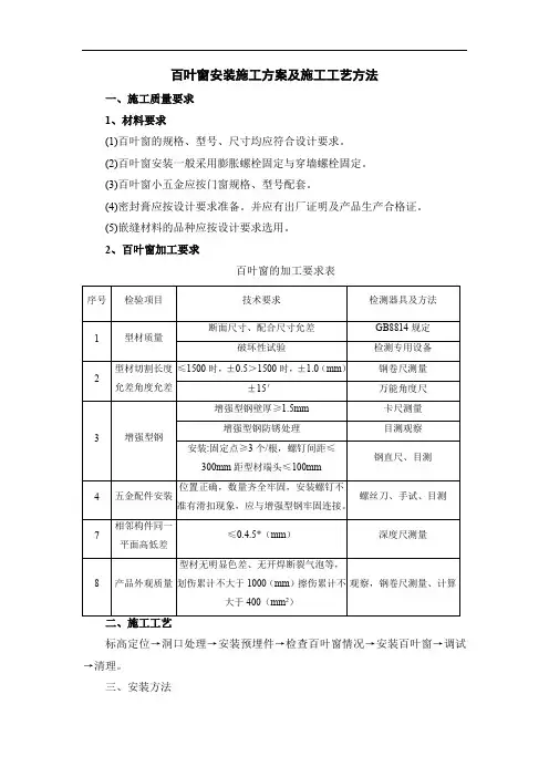 百叶窗安装施工方案及施工工艺方法