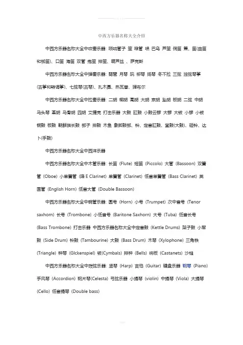 东西方乐器介绍大全