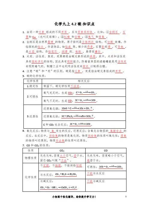 化学九上4.2碳-知识点