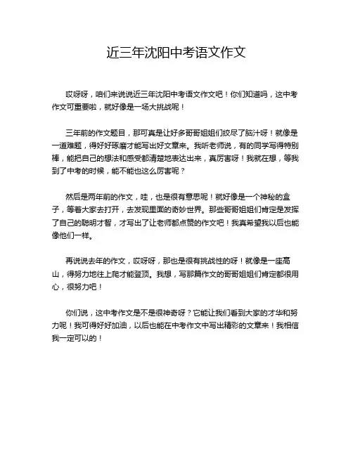 近三年沈阳中考语文作文