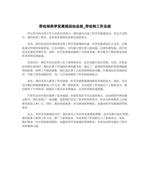 劳动局科学发展观活动总结_劳动局工作总结