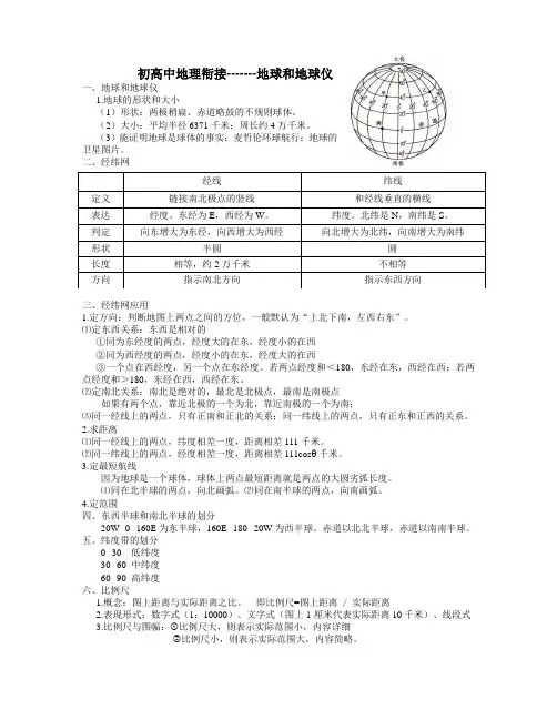初高中地理衔接---地球和地球仪