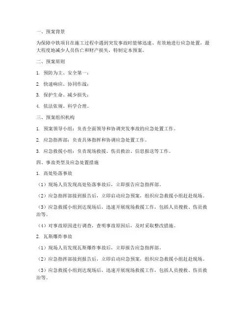 中铁项目突发事故应急预案