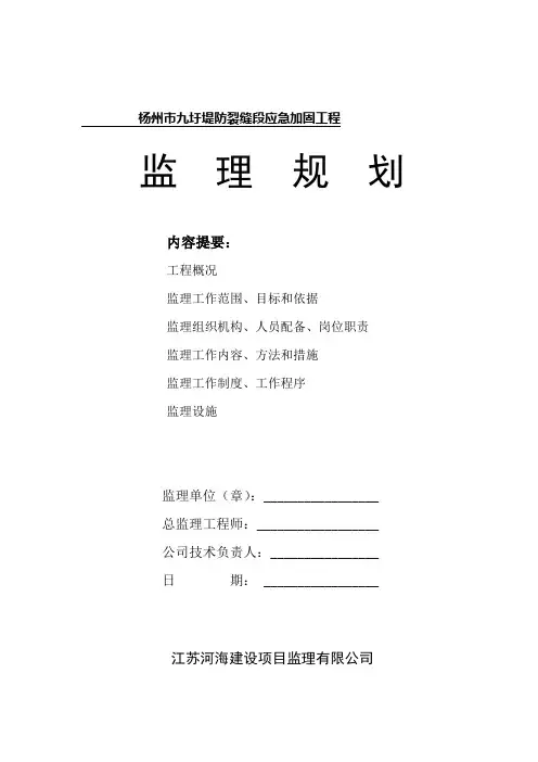 大沙坝河道整治工程监理规划 -修