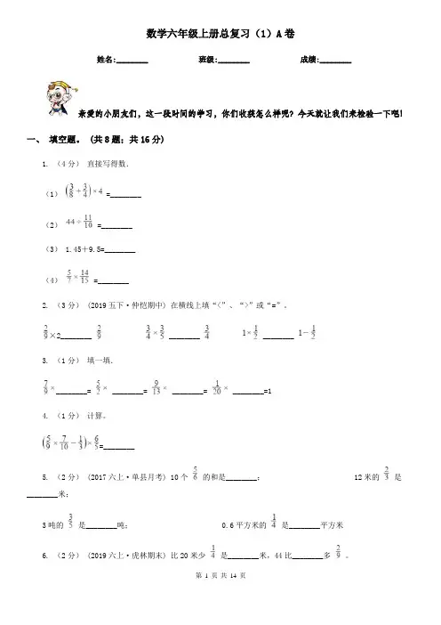 数学六年级上册总复习(1)A卷