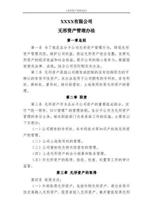《无形资产管理办法》