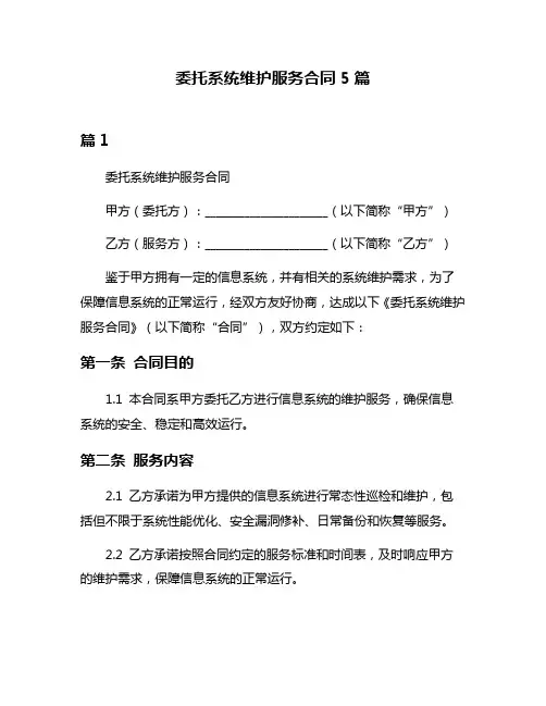 委托系统维护服务合同5篇
