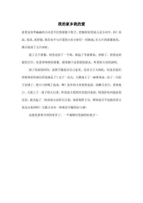 我的家乡我的爱_初中初二作文300字