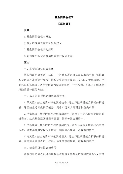 基金四级估值表