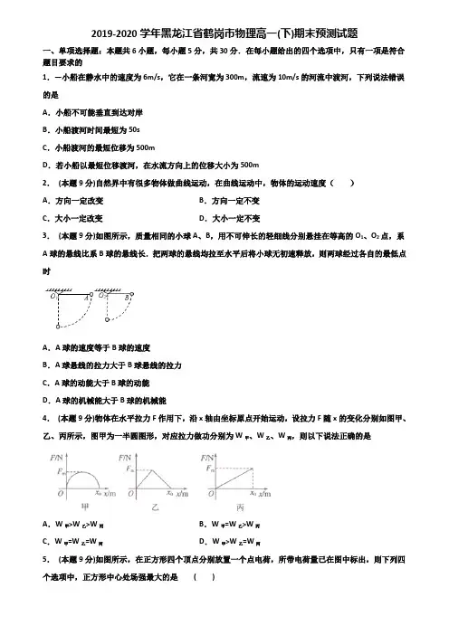 2019-2020学年黑龙江省鹤岗市物理高一(下)期末预测试题含解析