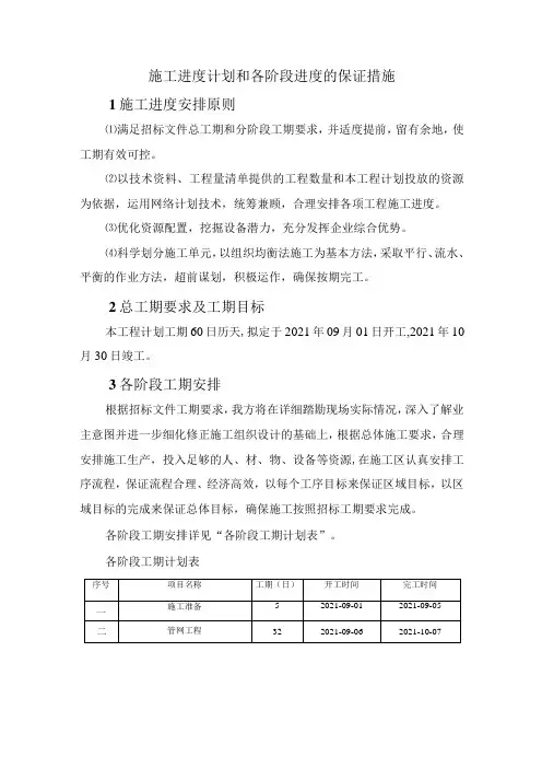 施工进度计划和各阶段进度的保证措施