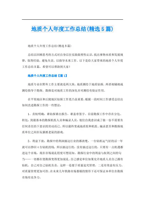 地质个人年度工作总结(精选5篇)